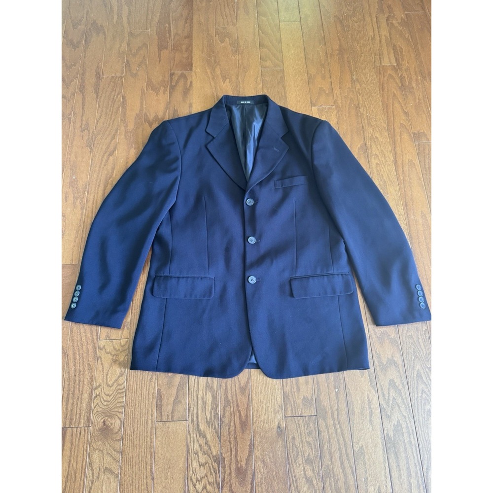 💙Eddie‎ Domani Men's Sz 42R Navy Blazer Coat Formal Business Pockets 3 Buttons